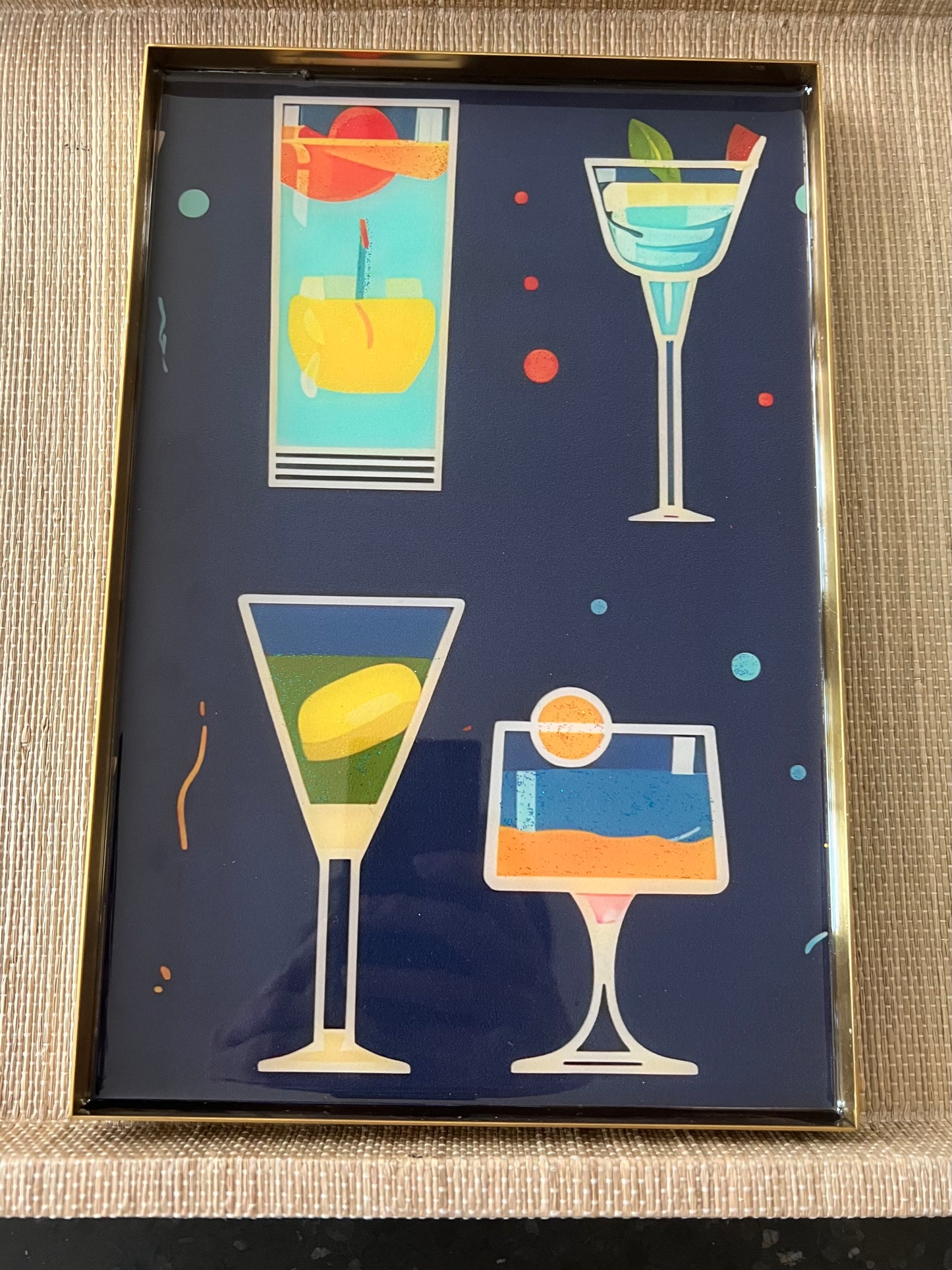 Retro glitter cocktails brass tray