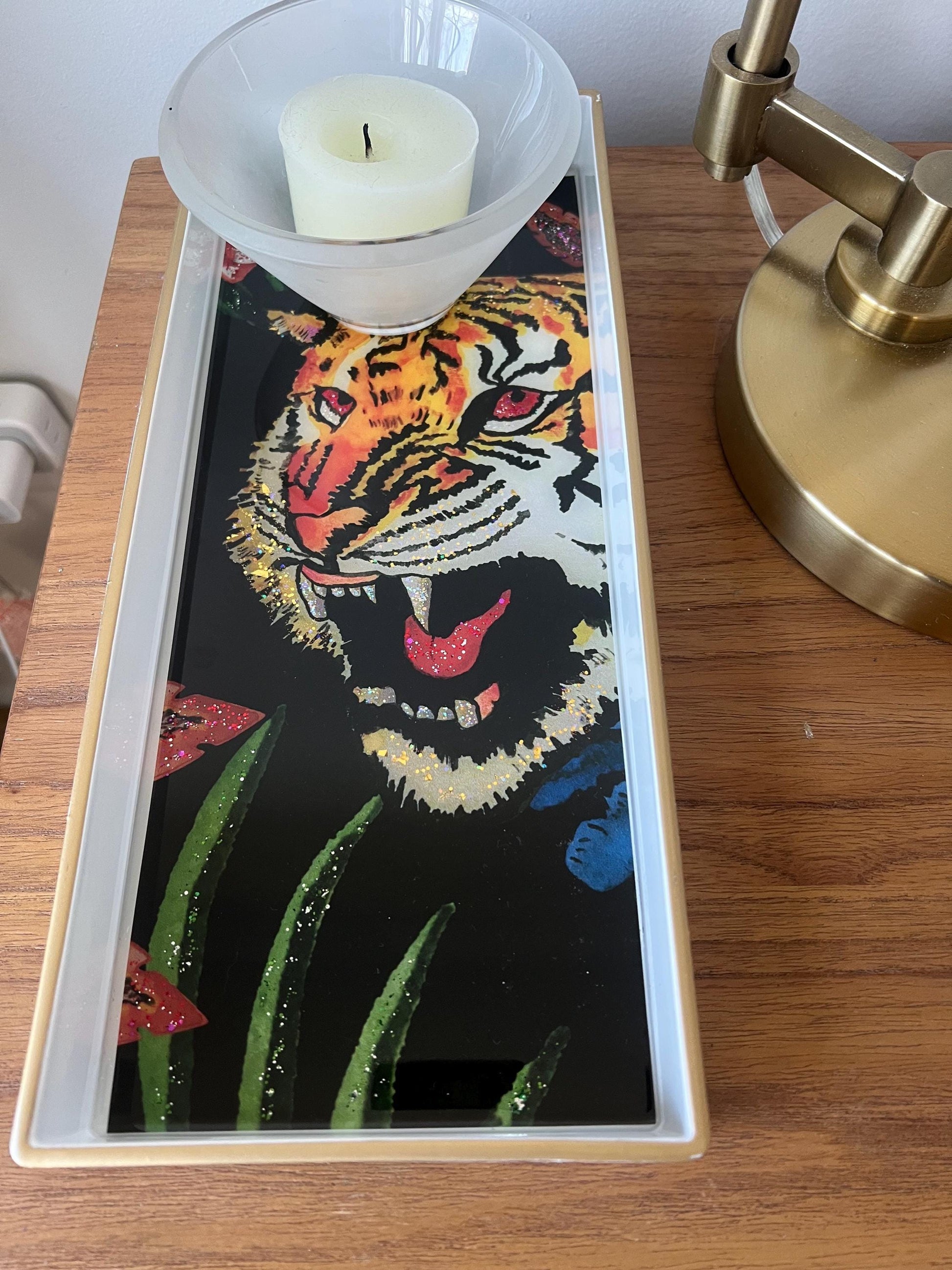 Ready to ship! Gucci Tiger wallpaper catchall tray for jewelry, perfumes, etc