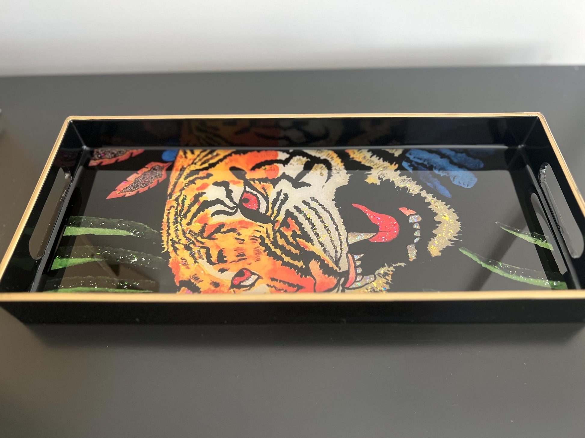 Gucci Tiger wallpaper catchall tray for jewelry, perfumes, etc