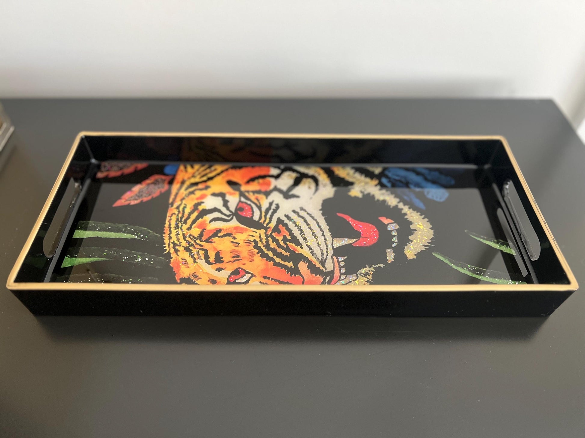 Gucci Tiger wallpaper catchall tray for jewelry, perfumes, etc